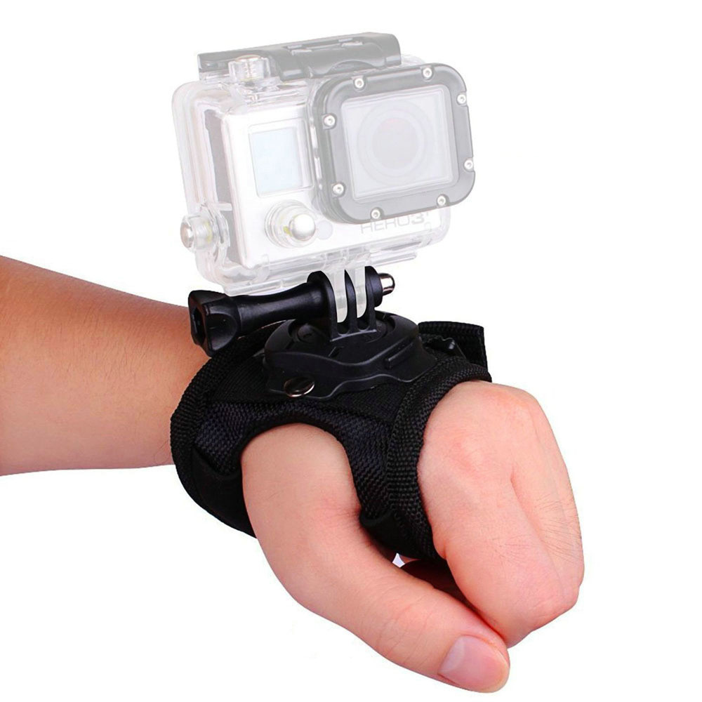 Zwarte Handschoen Pols Band 360 Graden Swivel Rotatie Hand Strap Riem Statief Voor GoPro Hero 1 2 3 3 + 4 Z0926