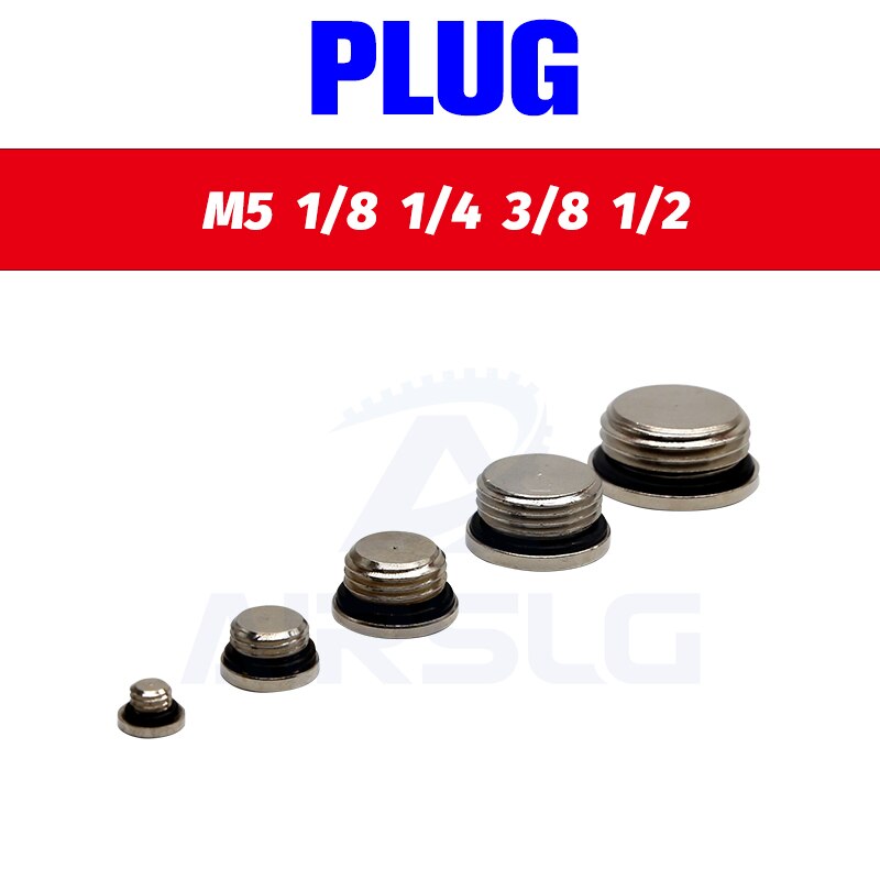 10Pcs/lot M5 1/8 1/4" 3/8" 1/2" 3/4" copper inner hexagonal plug with sealing ring plug copper plug End Cap For Pneumatic