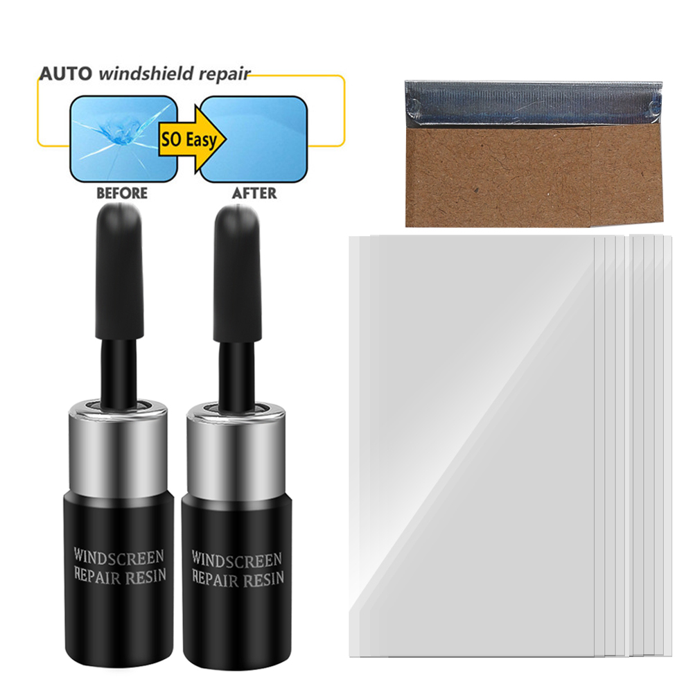 2pcs/pack Glass Crack Restore Resin Car Window Repair Kit DIY Auto Windshield Scratch Removal Liquid Car Fix Accission In Stock: Black