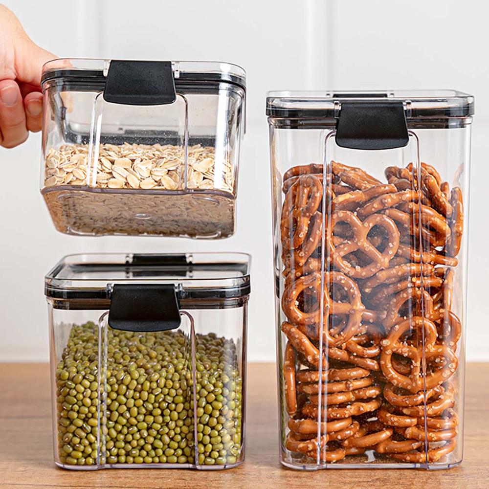2/4PCS PET Plastic Food Containers Transparent Stackable Dry Food Storage Box Kitchen Spaghetti Noodles Sealed Containers