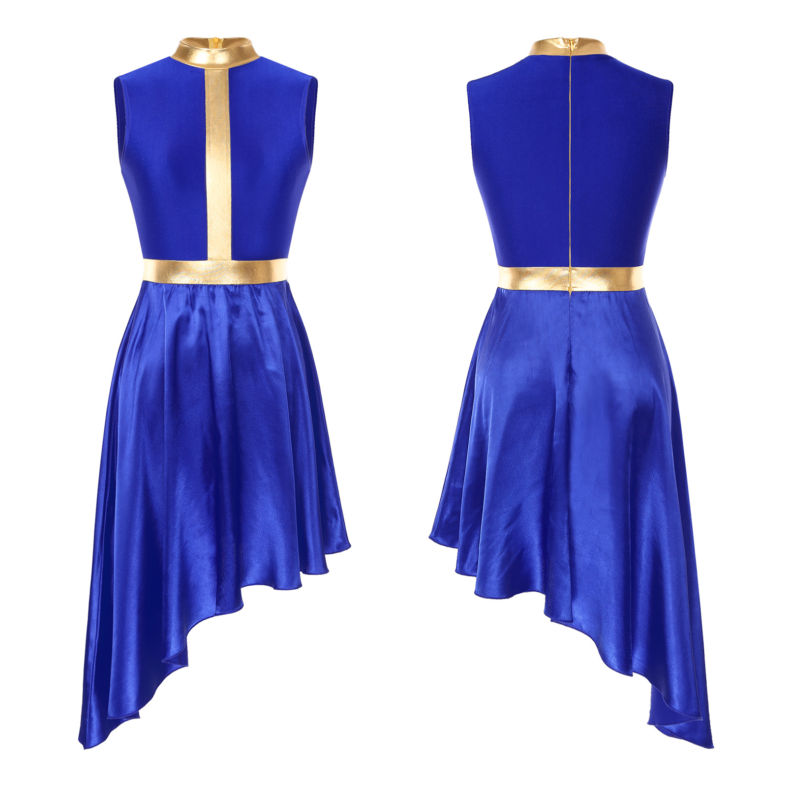 Vestido de baile lírico para mujer, traje de Ballet contemporáneo moderno, sin mangas, malla de tul, falda alta y baja, Ropa de baile litúrgico de alabanza: XXL / Beige
