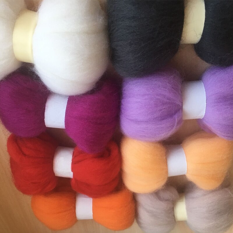 WFPFBEC wol voor vilten 80g 8 kleuren 10g/kleur wol fiber naald vilt