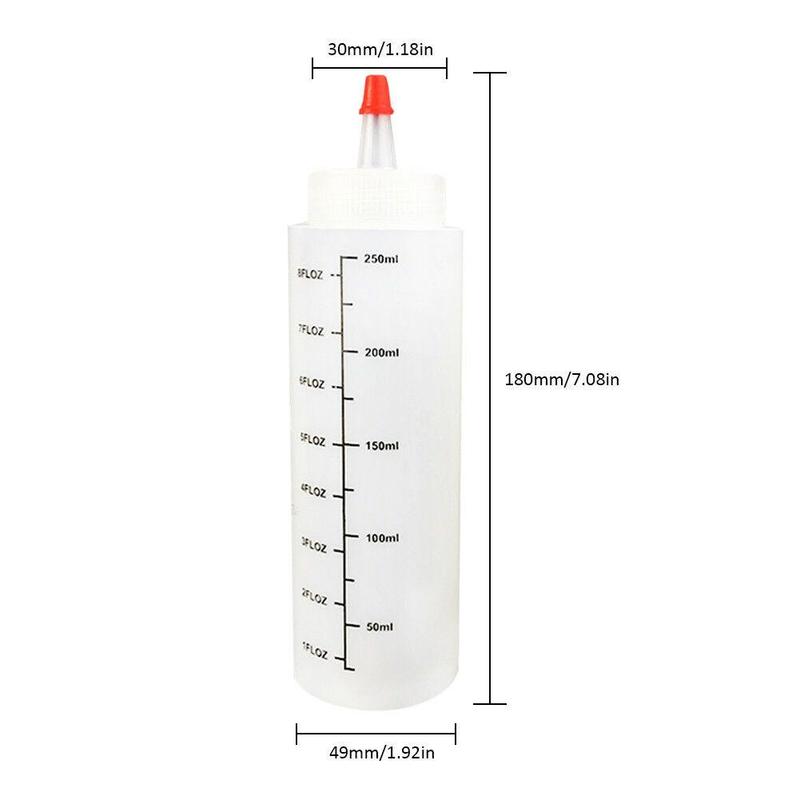 250ml tips flaske saus olje saus cruet beholder kjøkken tilbehør matlaging salat klem krydder dispenser med vektverktøy