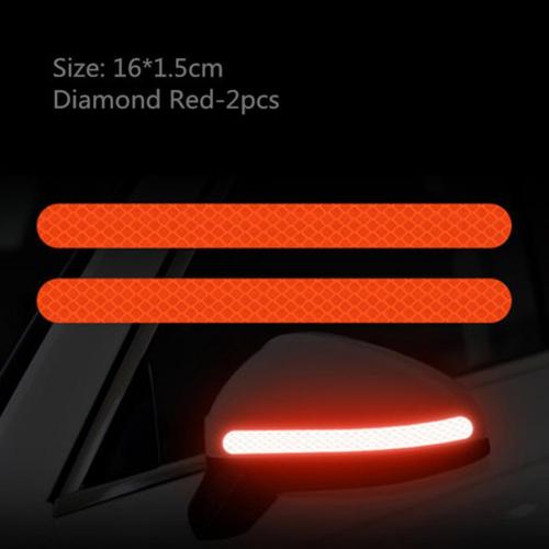 Reflective Strips 2Pcs Car Reflector Rearview Mirror Sticker Truck Vehicle Strip Tape Exterior Car Accessories: Red