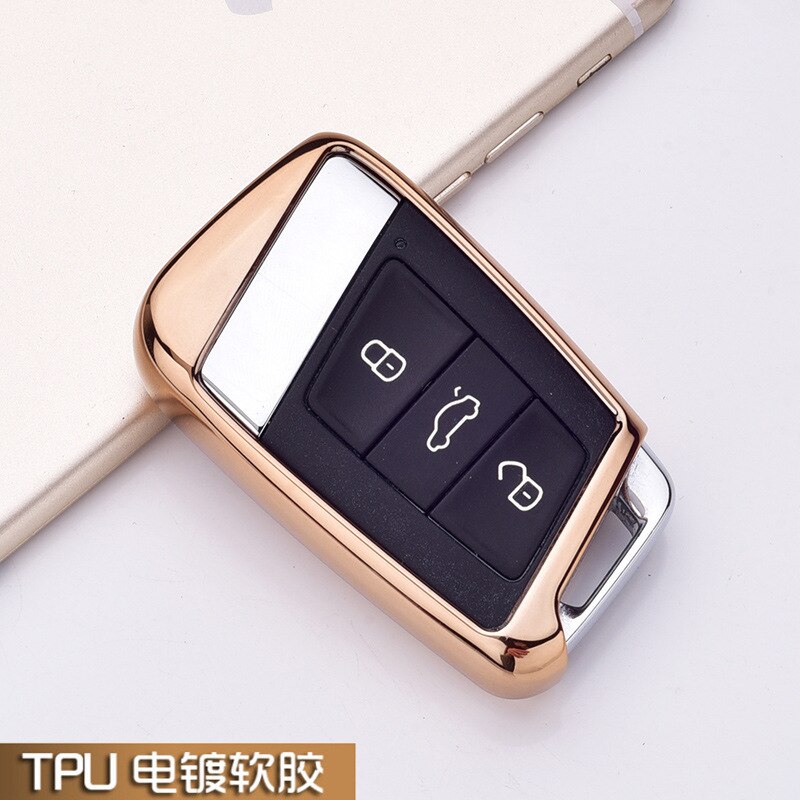 Carcasa de TPU para llave de coche, funda de llave a distancia para Volkswagen VW Passat B8 Skoda Superb A7, accesorios con estilo: gold