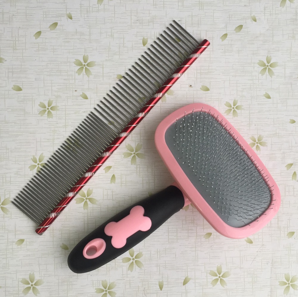 Pet grooming gereedschap huisdier kleur kam en pin borstel kit5