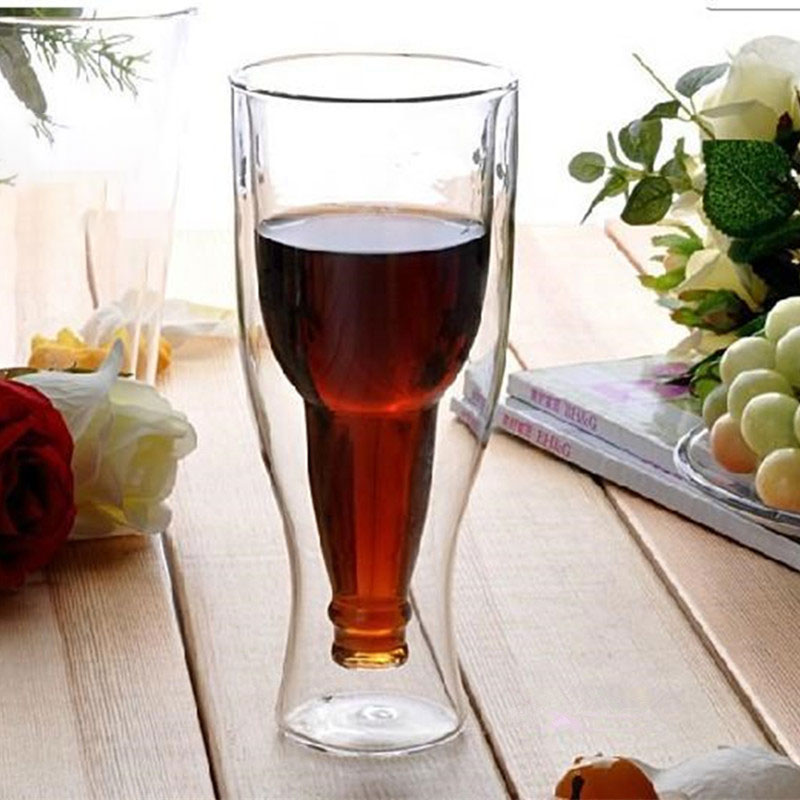 bar dobbeltvegget isolert glass krus innebygd ølflaske form høy borsilikat multifunksjons bar drikke husholdning øl kopp