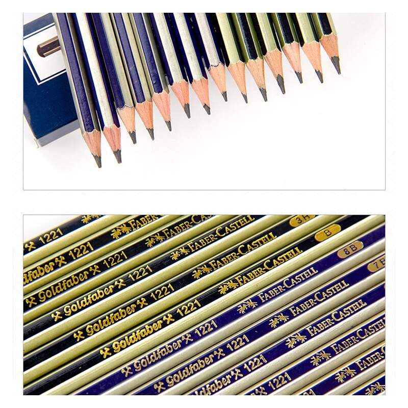 Faber Castell 12pcs Wood Sketch and Drawing Pencil Set 5H 4H 3H 2H H HB B 2B 3B 4B 5B 6B 7B 8B Art Supply 1221