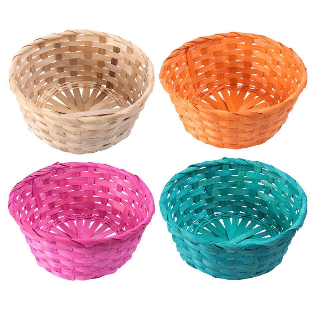 1 Set 4 Pcs Bamboo Baskets Colorful Easter Egg Baskets Children's Day Baskets