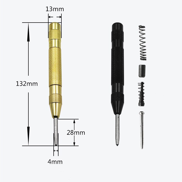 4 styles Automatic Center Punch Spring Loaded Marking Hole Carbon Steel Tool Body Gold Color/Silver Color Optional