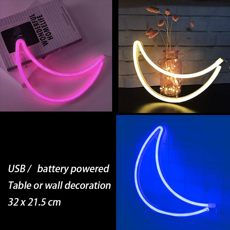 Führte mond Neon- nacht licht zeichen für raum dekoration benutzerdefinierte LED lichter zeichen hause schlafzimmer Zauberstab Party Dekor