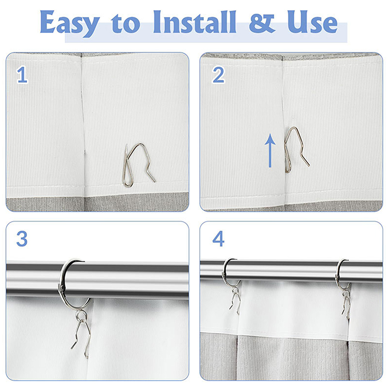 50/100 szt. Metalowe haczyki robić zasłna, szpilki robić plisowania z przezroczystym pudełkiem na zasłony okienne, zasłony drzwiowe i zasłony prysznicowe