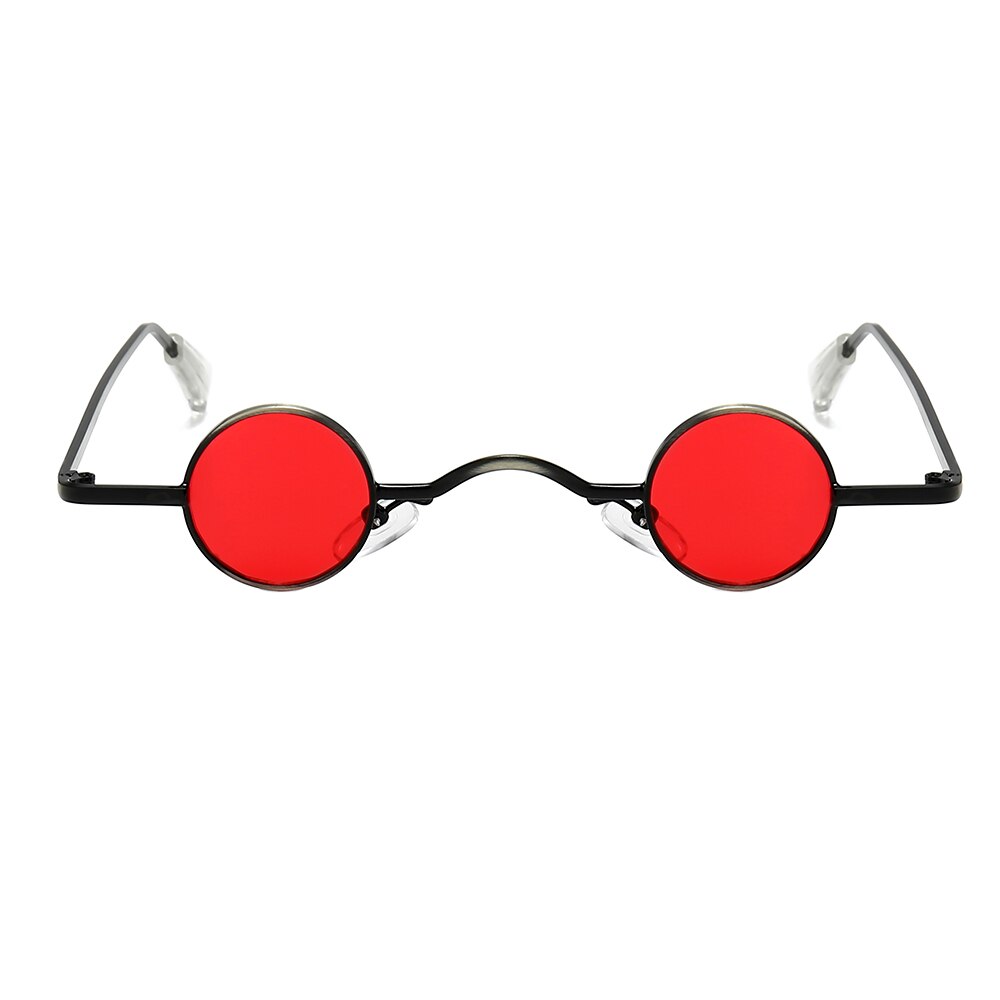 Mini gafas de sol Retro redondas para hombre, montura metálica dorada, negra, roja, pequeñas gafas de sol redondas enmarcadas, accesorios para el cuidado de los ojos: red