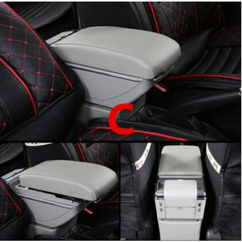 Voor Ford Focus 2 Armsteun Doos Centrale Winkel Inhoud Opbergdoos Ford Focus Armsteun Doos Met Bekerhouder Asbak Usb interface: C style gray
