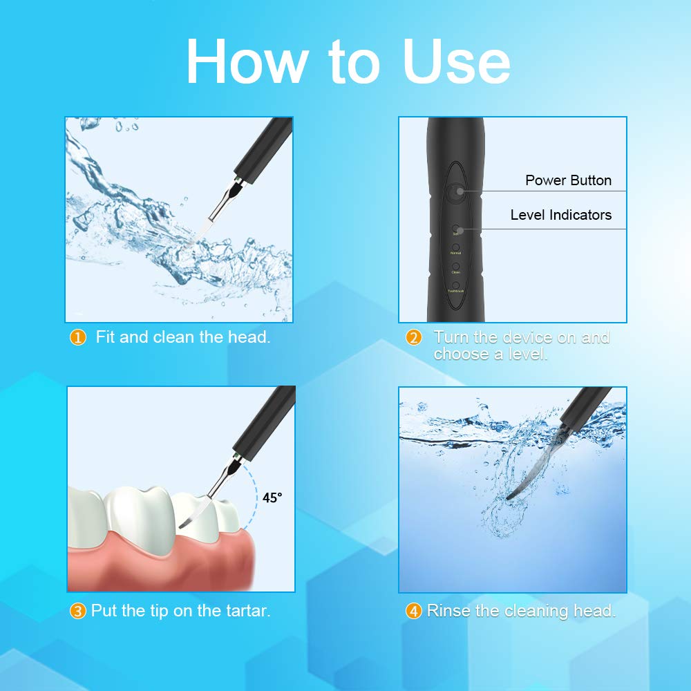 Détartreur dentaire électrique Ultra sonique détartreur dentaire dissolvant de calcul de dents outil de tartre de taches de dent avec 5 têtes de brosse remplaçables