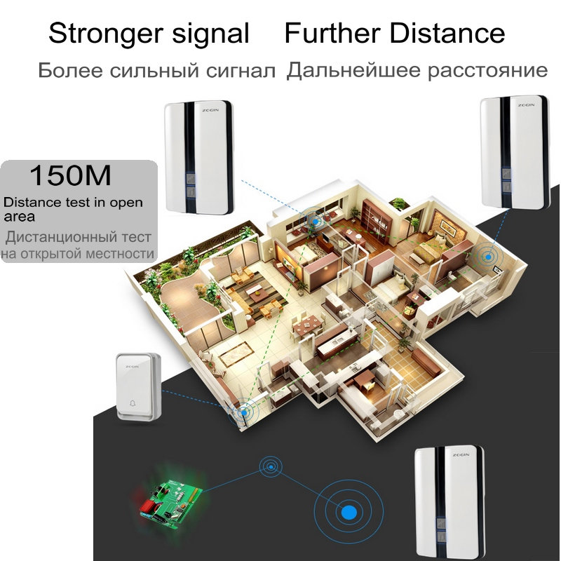 Original Smart Wireless Doorbell Waterproof Self-powered Button Door Bell Sets Home Welcome Outdoor House Chimes Receiver