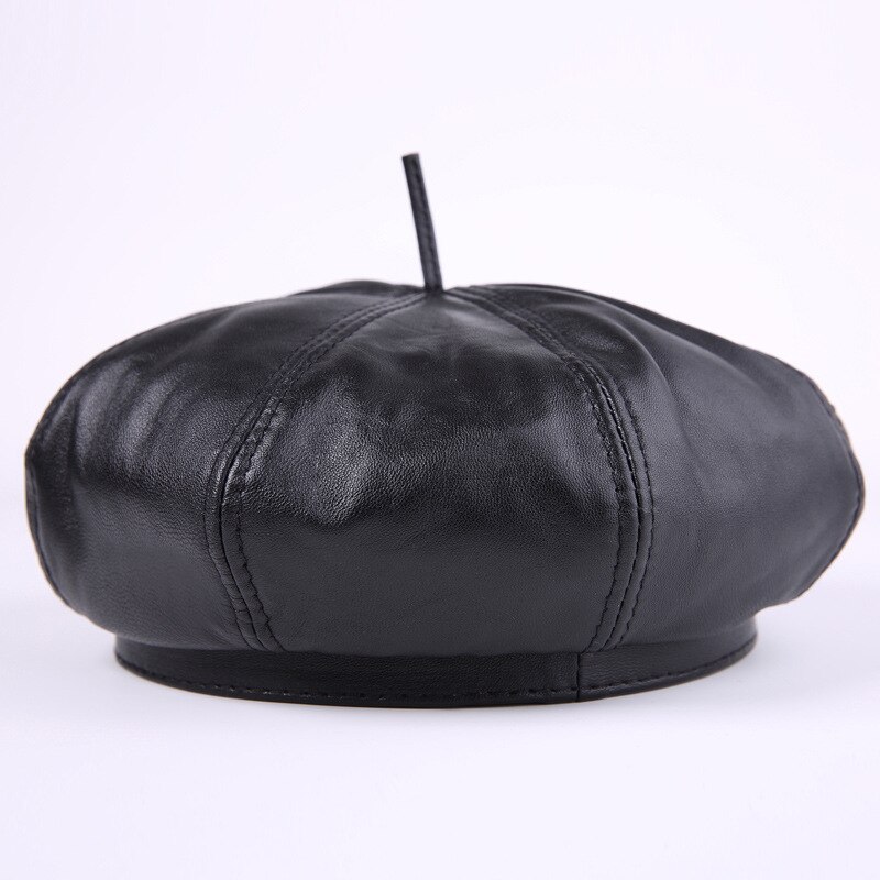 women Warm Detective Hats Painter Caps Fall Winter Octagonal Hat PU Leather Caps