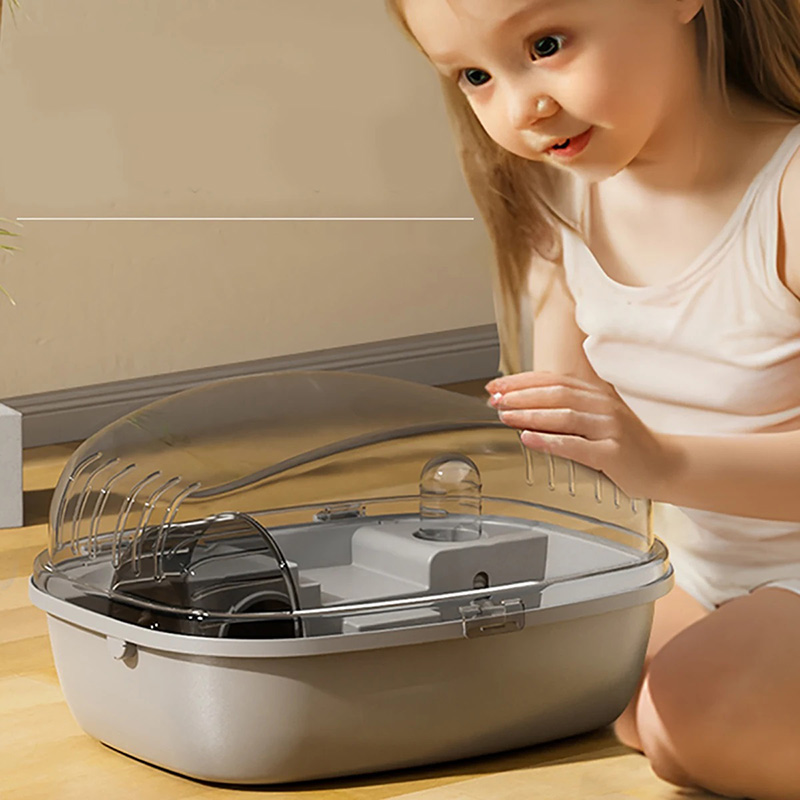 Jaula grande para hámster con ventilación, casa de hábitat transparente superior que se puede abrir para conejitos, gerbos, erizo, ratones, animales pequeños