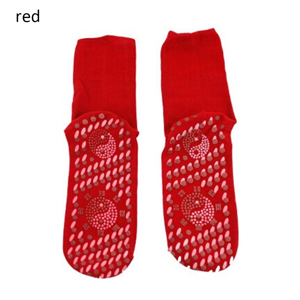 Self-Heating Health Care Socks Tourmaline Magnetic Therapy Comfortable And Breathable Massager Winter Warm Foot Care Socks: Red