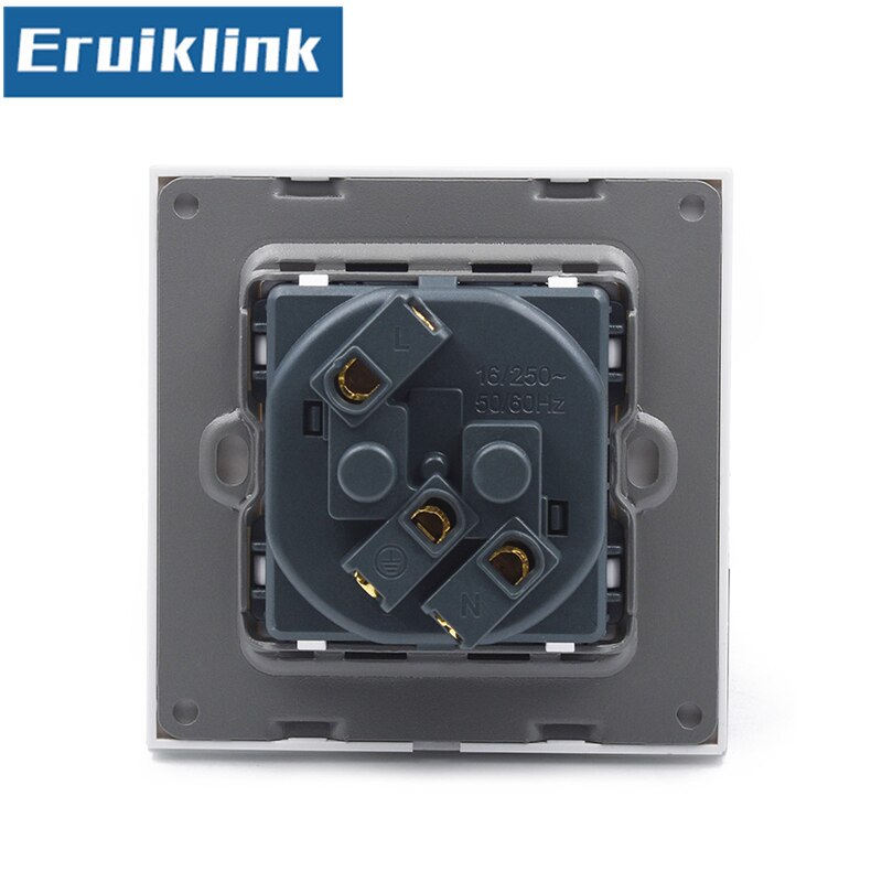 EU Stopcontact Frankrijk Standaard Stopcontact Socket Wit/Zwart/Goud AC 110 ~ 250 v 16A Crystal glas Paneel Stopcontact