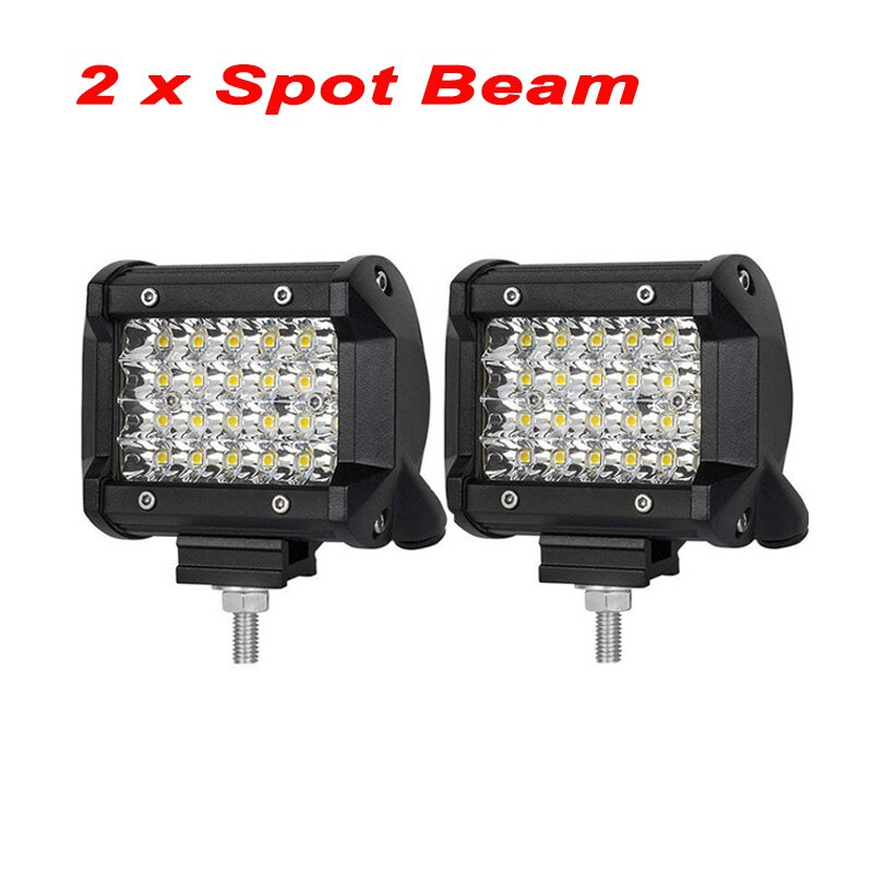 Barra de luz LED de trabajo para camiones, coches, tractores, todoterreno, SUV, 4WD, 4x4, barco, ATV, Combo de punto, 2x4 &quot;, 60W, 72W, 120W, 144W, 12V: 2X72W