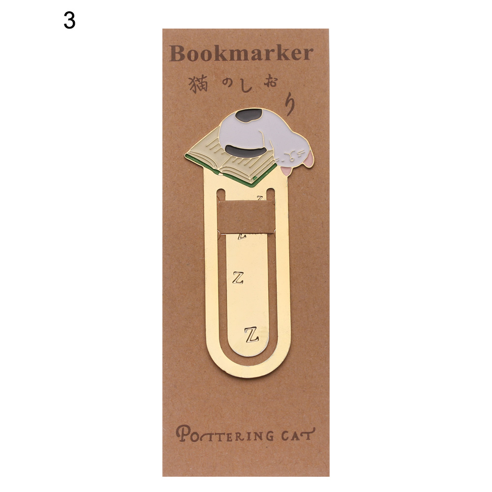 Søde katte læse bog guldbelagt metal bogmærke tegneserie dyr bogmærke papirvarer bog mappe skoleartikler: 3