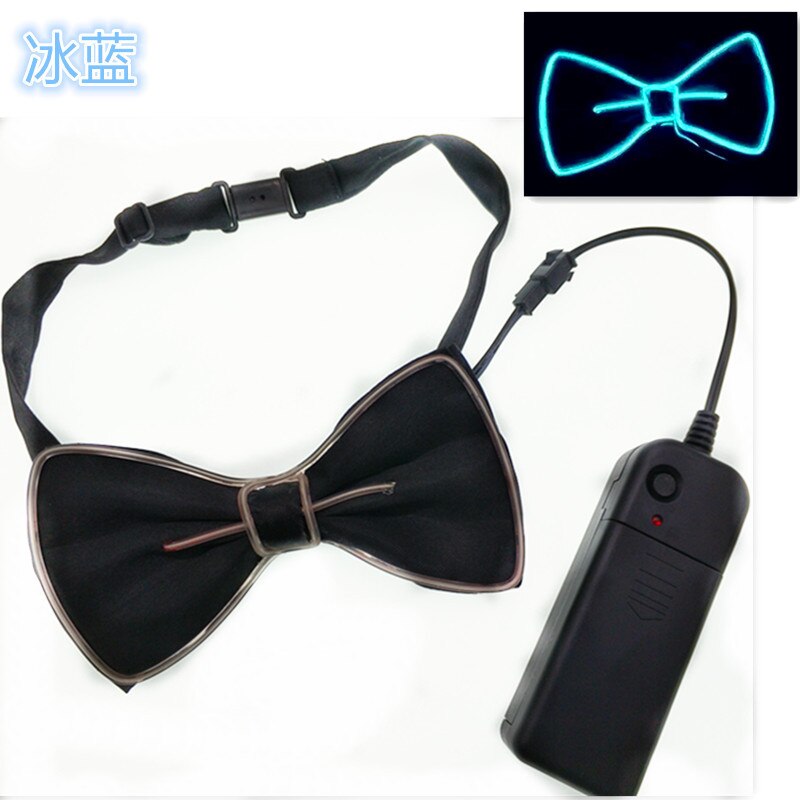 Cravate pour hommes en fil de fer | Nœud papillon lumineux clignotant pour fête en Club mariage: Ice Blue