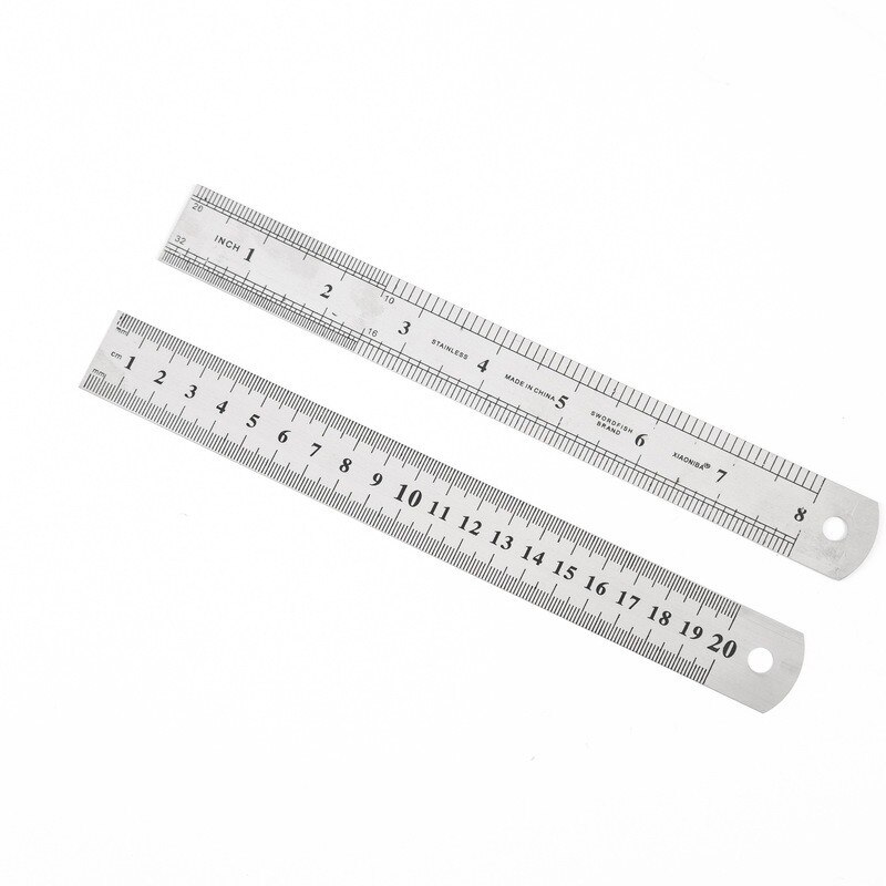 1PC 15cm/20cm/30cm/50cm Double Side Scale Stainless Steel Straight Ruler Measuring Tool School Office Supplies For Students