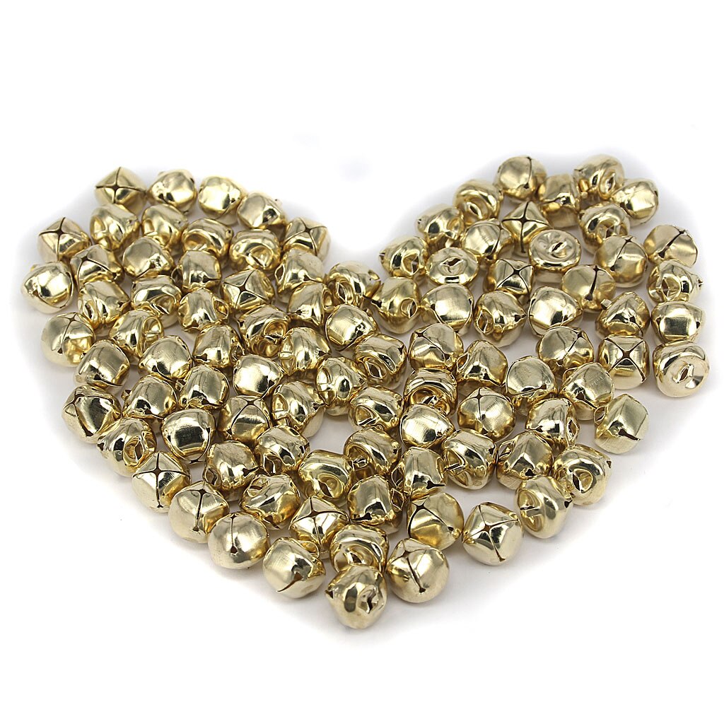 Pack  of 100 15mm järnkulor jingle bells för smycken gör diy dekoration guld
