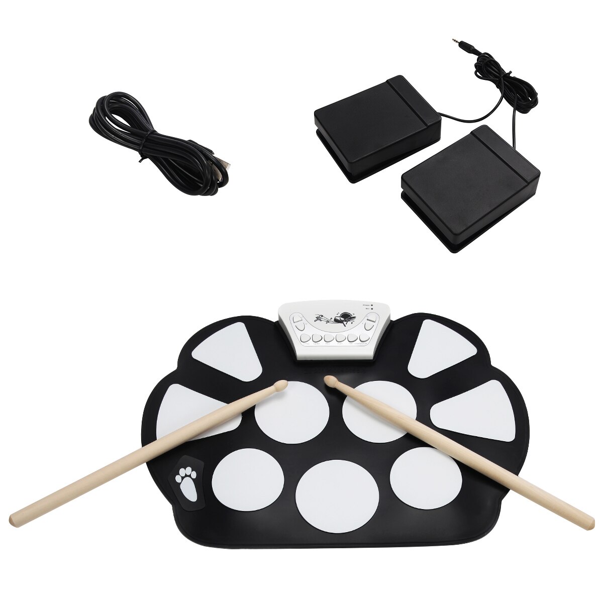 Batterie Électronique Pliable NEWFUN - 7 Pads Silicone - Avec Baguettes Et Pédale - Pour Débutants