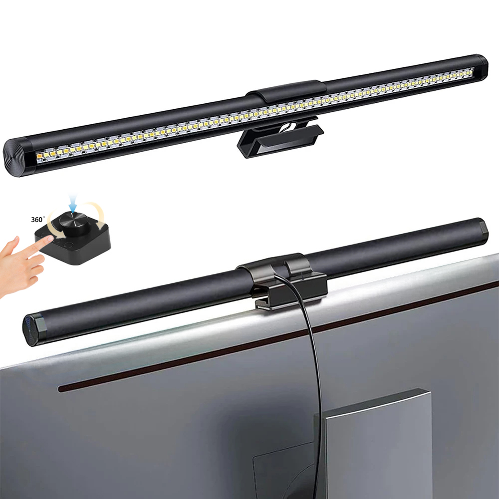 Barra de luz LED para Monitor, luces colgantes para pantalla de ordenador, lámpara de mesa de atmósfera RGB para trabajo, estudio, lectura de juegos, iluminación de atenuación, 44cm: Rojo