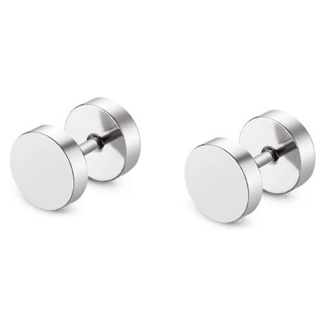 6 Pairs Barbell Oor Stud Set Titanium Staal Hypoallergeen Piercing Punk Oorbellen Sieraden Voor Mannen Vrouwen 8Mm Goud Zilver zwart: StyleB-Steel-1pairs