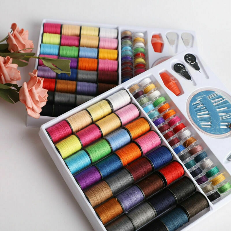 64 rollen naaimachine draad klos set spoel katoen klos naald tape kit voor thuis doe-het-zelf kleding naaien & stof tb