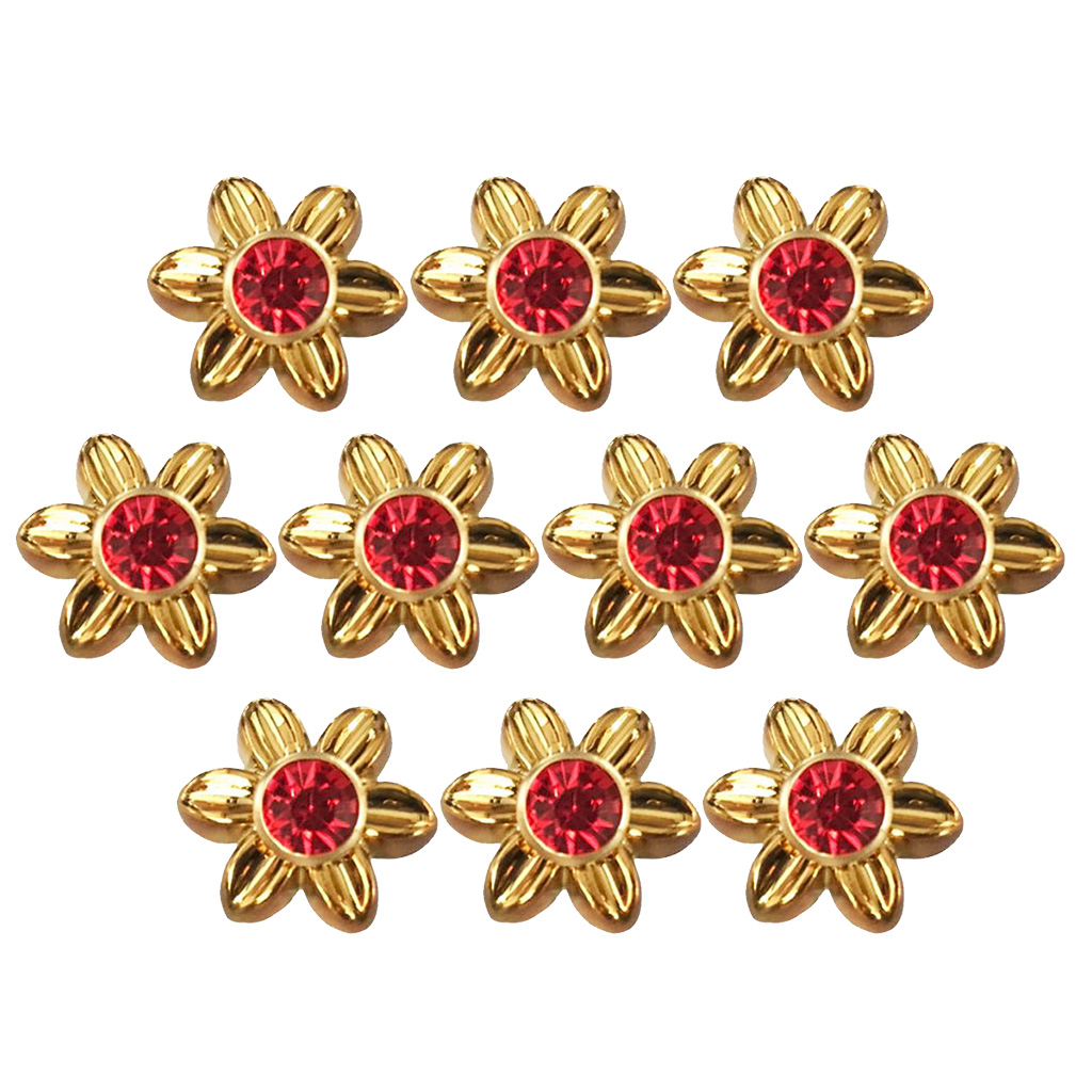 Fityle 10 Stuks Plastic Bloem Klinknagels Studs Drukknoop Voor Kleding Schoenen Tassen Decoratie 19Mm: Red 