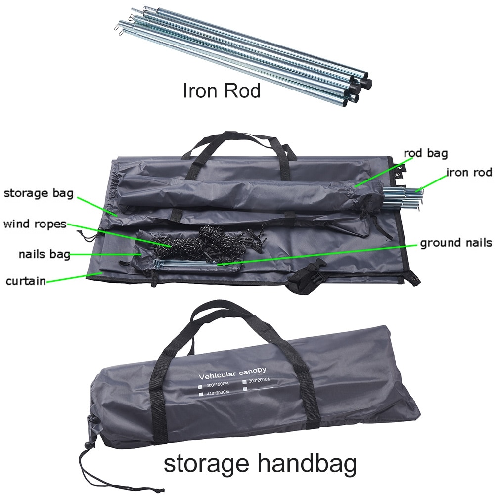 Tienda de campaña portátil impermeable para coche, toldo lateral para techo, refugio solar, sombra para Familia, pesca al aire libre, playa, Viajes