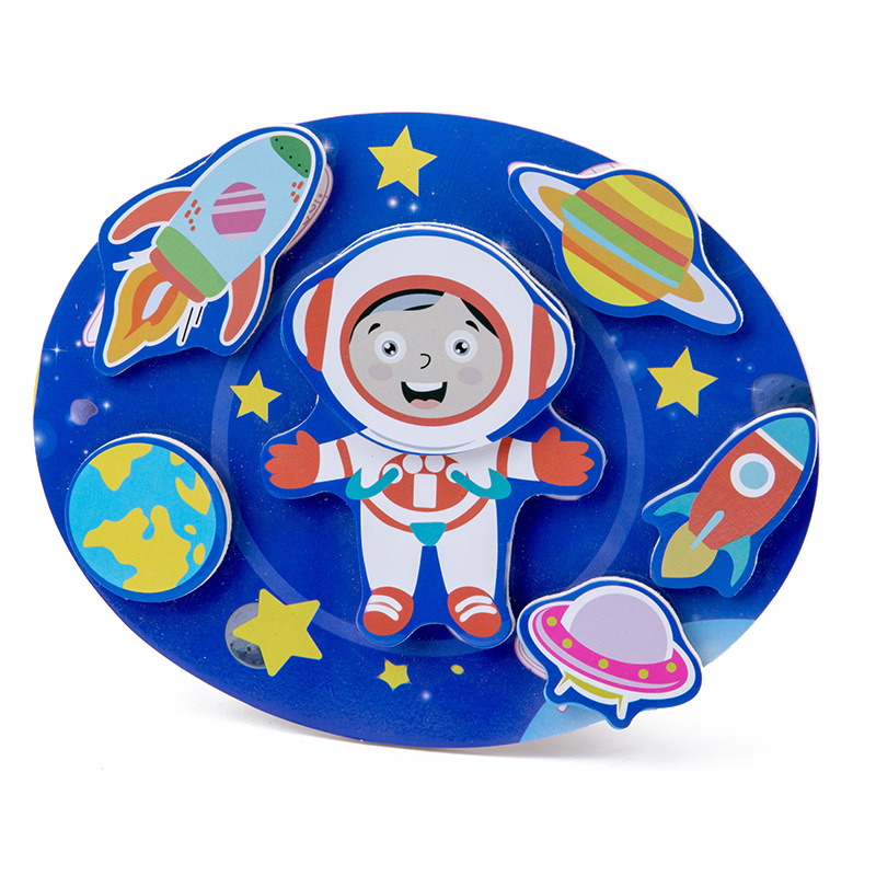 sterben Neue 3D Kreative Magie Stock Holz Puzzle freundlicher Spaß FrüHenne Bildung Lernen Kognitive Holz Spielzeug: 6-Astronaut