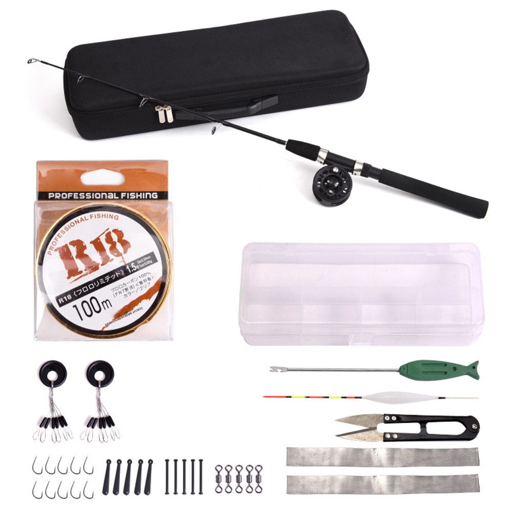 With Box Accessories Scissor Tool Solid Fiberglass Winter Outdoor Rod Reel Durable Combo Kit Ice Fishing Set
