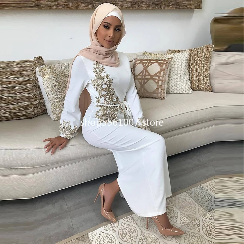 Abaya-Robe musulmane en dentelle perlée pour femme, caftan de Dubaï et de Turquie, vêtements islamiques, 2023