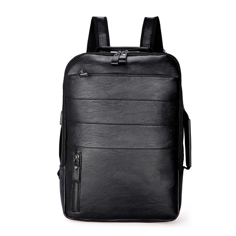 Mochilas escolares de cuero sintético para hombre y mujer, bolso Retro informal para viaje de ocio, estudiantes y adolescentes: Black 950