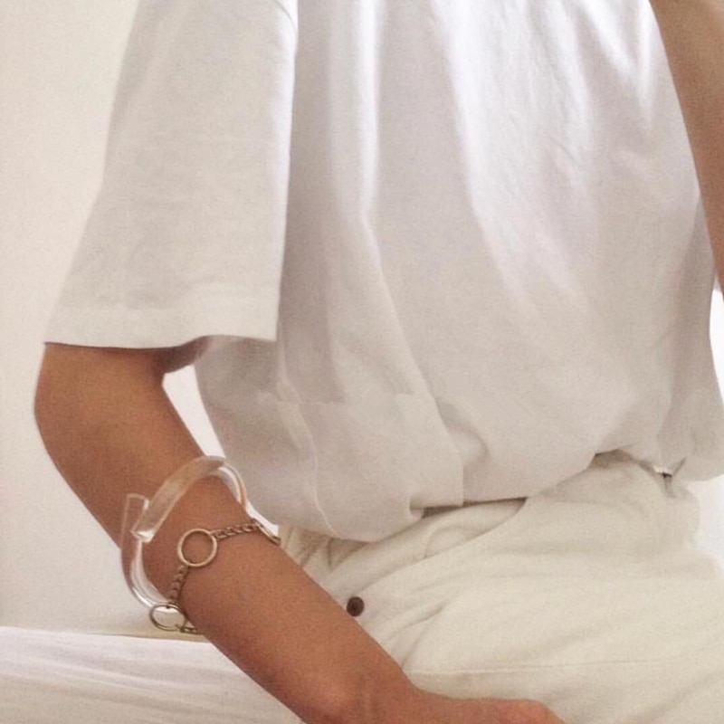 AOMU 2020 nowe koreańskie modne bransoletki dla kobiet nowe przezroczyste akrylowe duże koło bransoletka przyjaźń impreza czar biżuteria