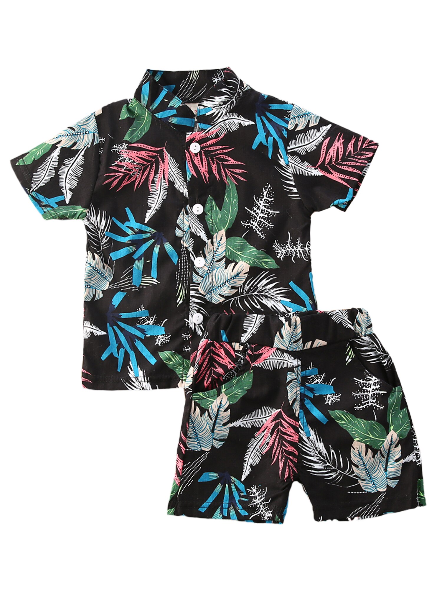 Dziecięce zestawy ubrań dla chłopców 12 kolorów kwiatowy Print t-shirty z krótkim rękawem topy + spodenki wakacyjny strój na lato 1-6Y: G / 5 t