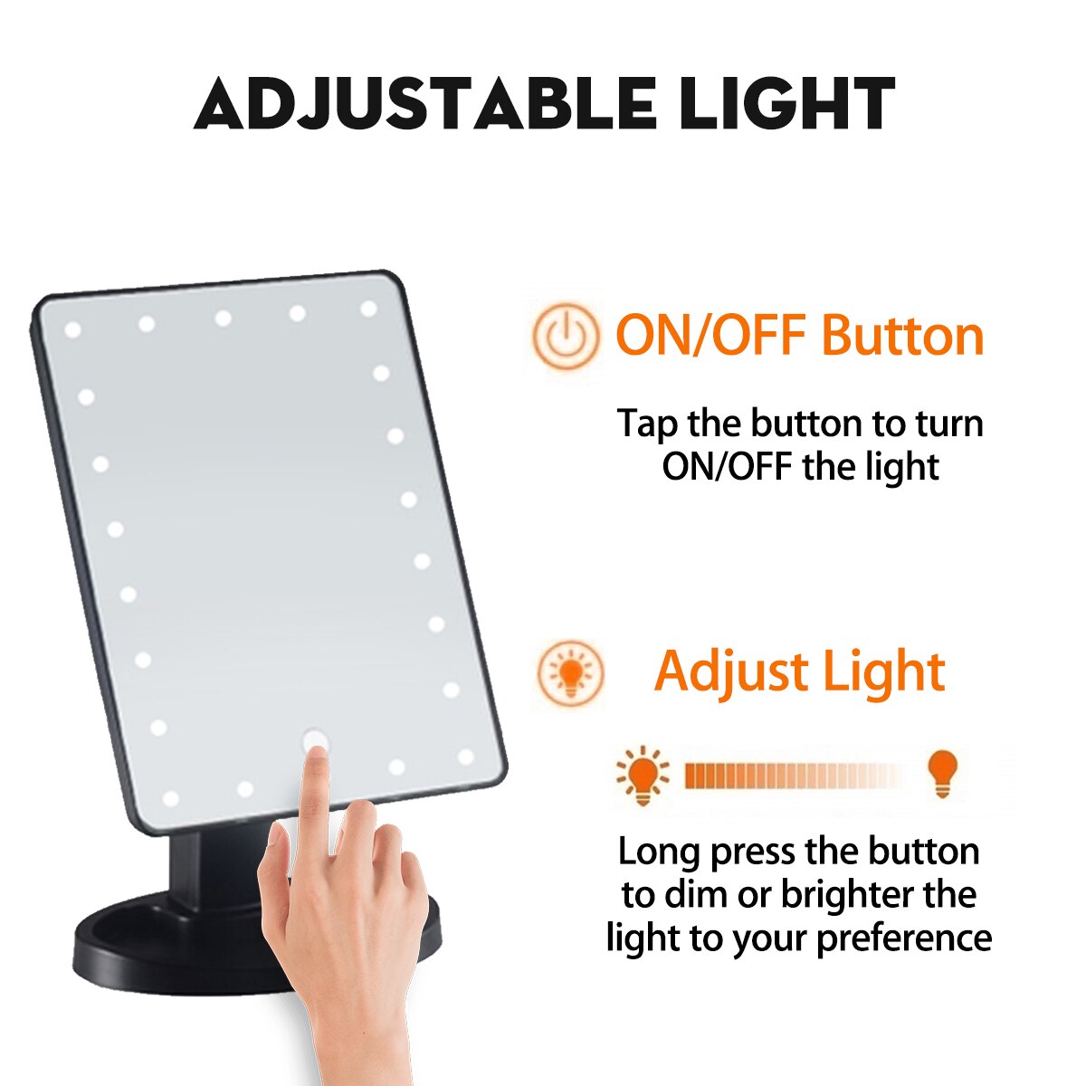 LED Lighted Vanity Touch Screen Makeup Mirror 360 Degrees Rotation Make up Rotating Cosmetic Beauty LED Table Stand Mirrors