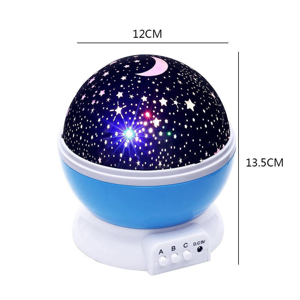 Novelty LED Rotating Star Projector Lighting Moon Starry Sky Children Baby Night Sleep Light Battery Emergency Projection Lamp