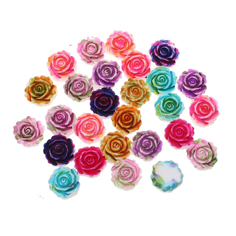 Adornos de resina Kawaii con flores para manualidades, adornos transparentes para manualidades de álbum de recortes, adornos para sombreros, pegatinas de Arte de uñas para teléfono, 50 Uds.