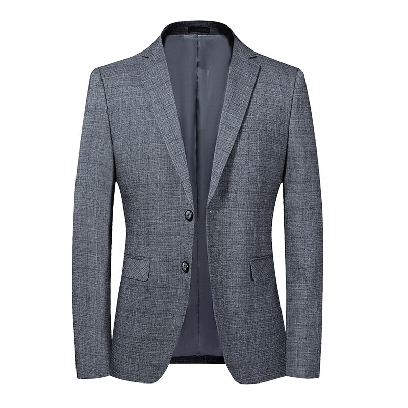 Mannen Grijs Pak Jacket Notched Revers Twee Knoppen Single Breasted Mens Plaid Grijs Pak Jas Smart Casual: L