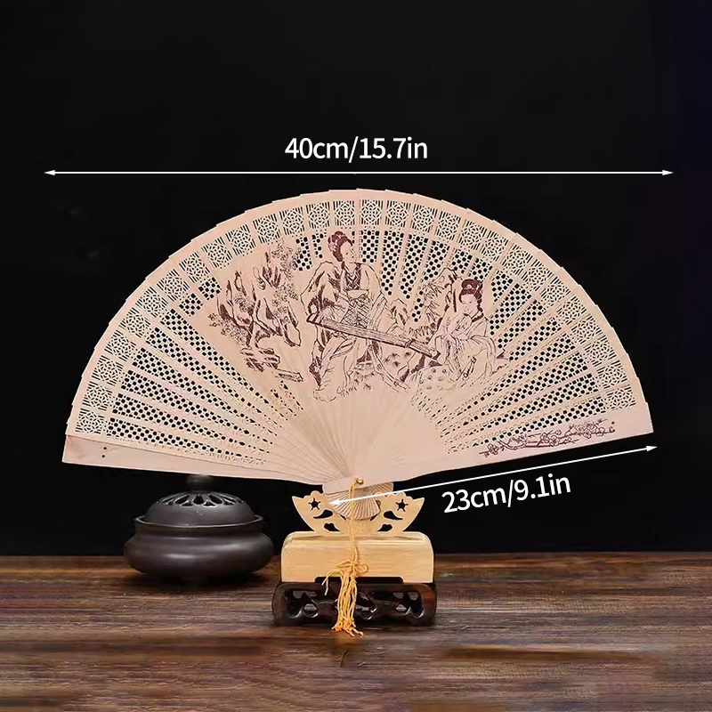 Abanico de mano plegable de madera, abanicos chinos de bambú, abanicos de mano de baile portátiles para mujer, decoración del banquete de boda, abanico decorativo, manualidades,