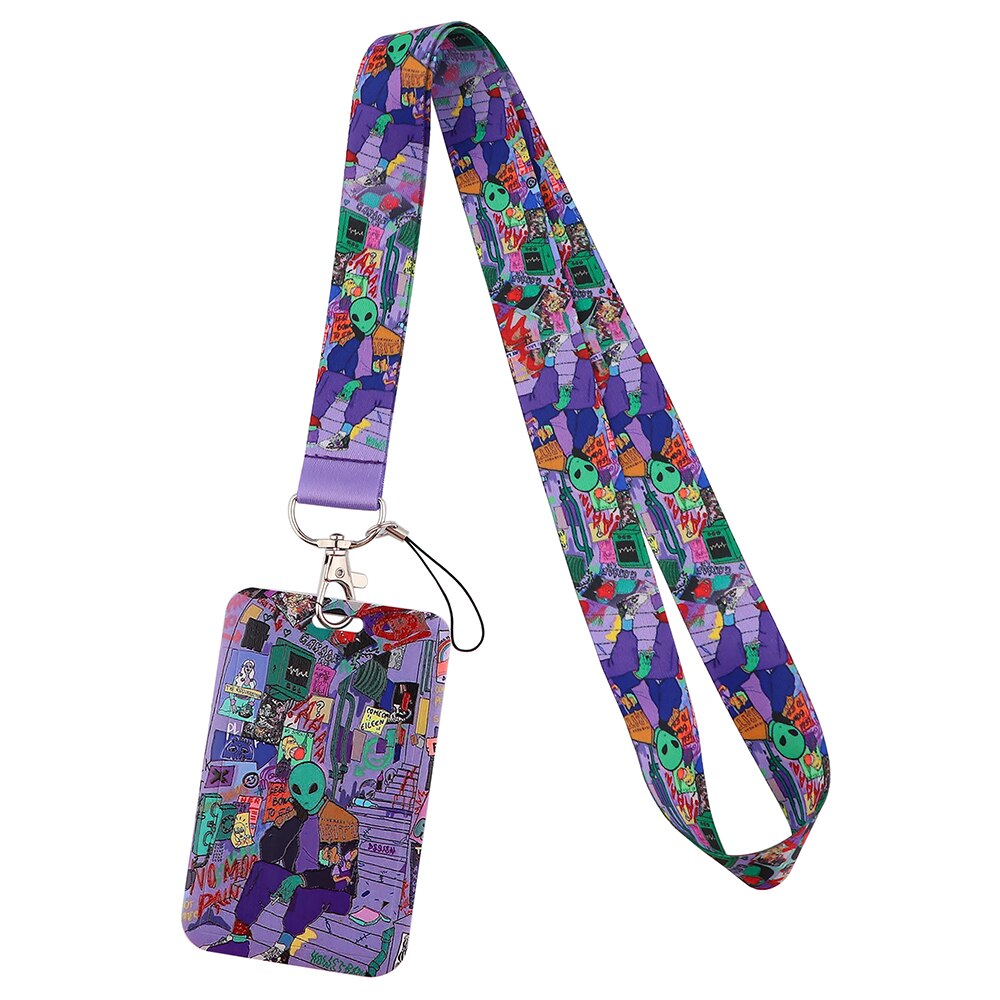 CB1251 Leuke Alien Sleutelhanger Bandjes Touw Mobiele Telefoon Charm Neck Strap Lanyard Voor Key Usb Id Card Keycord Diy Lanyard opknoping Touw: 6