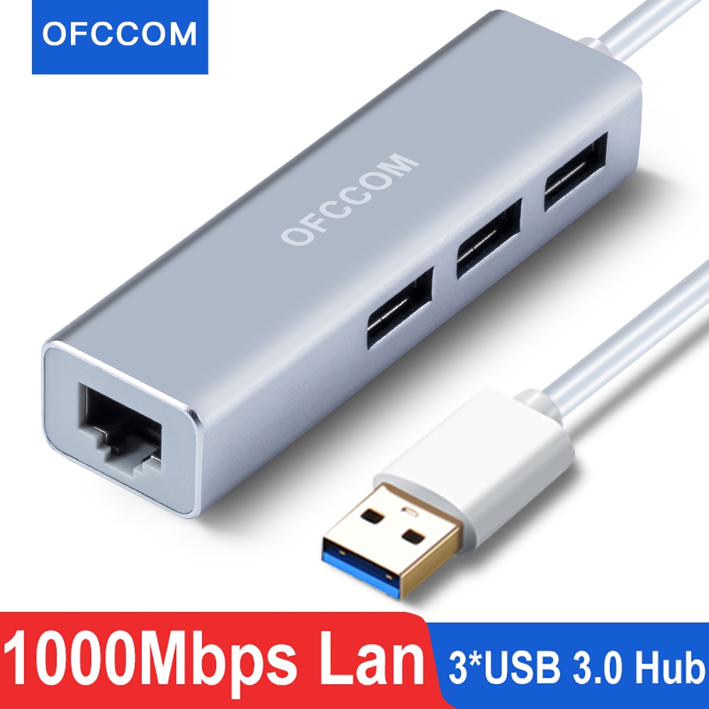 OFCCOM USB C Ethernet USB 3.0 2.0 to RJ45 Hub 10/100/1000Mbps Ethernet Adapter Network Card USB Lan For Macbook Windows