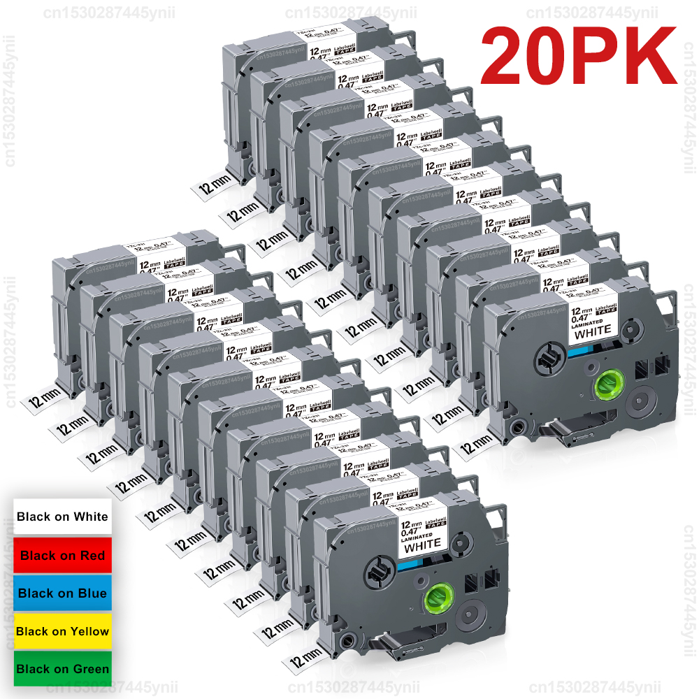 5/10/20pk tze 231 kompatibel brother etikettejp tze 231 131 531 631 334 335 12mm tejp för brother p-touch pth 110 etikettskrivare