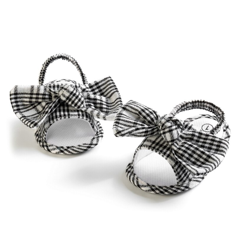 Sommer Neugeborenen Baby Mädchen Sandalen Anti Unterhose Weiche Sohle Plaid Kleinkind Erste Wanderschuhe Schuhe 0-18M lässig Bowknot Strand Schuhe